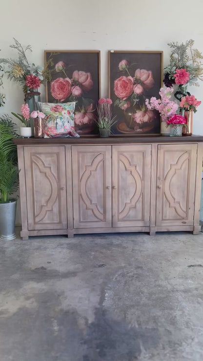 Morgan 4 Door Console-Soft Drift/Honeywood