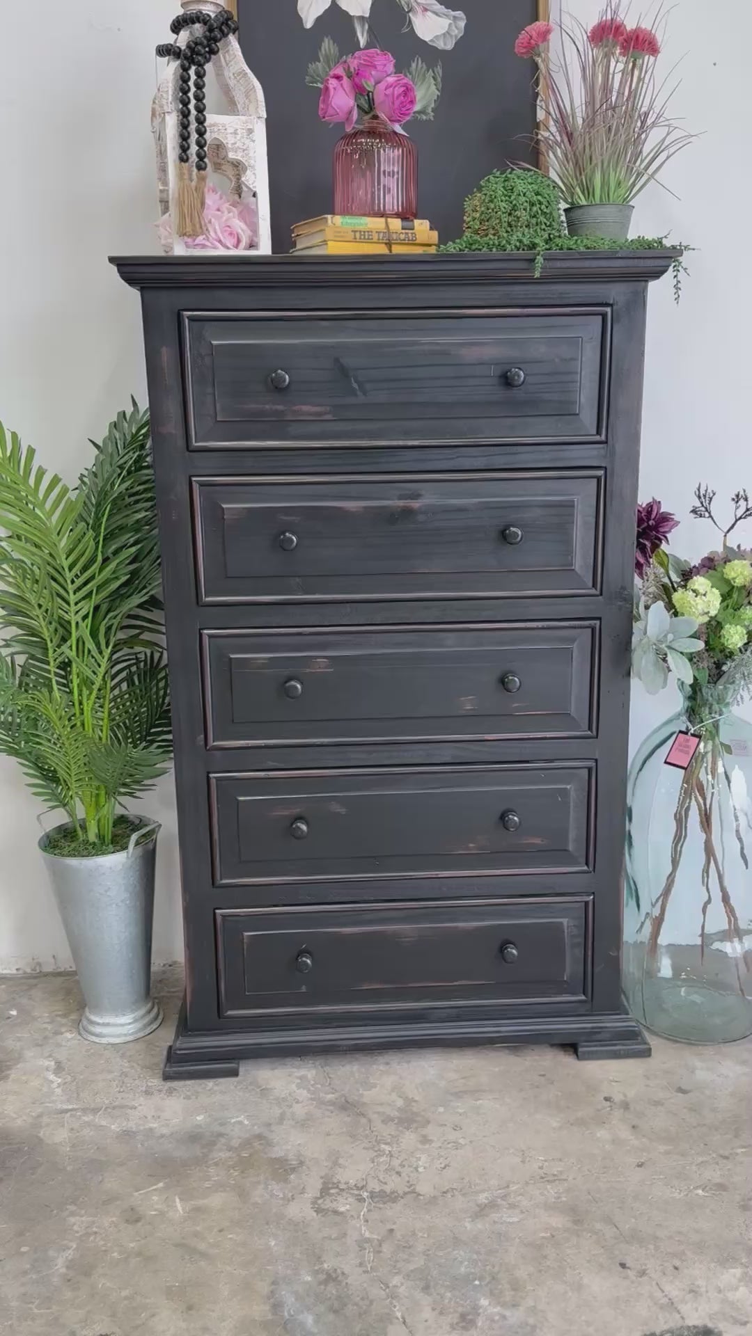 Charlotte Chest of Drawers-Handrubbed Black