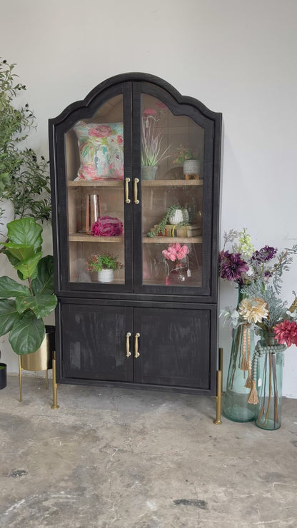 Paisley Curved Vitrine-Black/Cappucino Interior