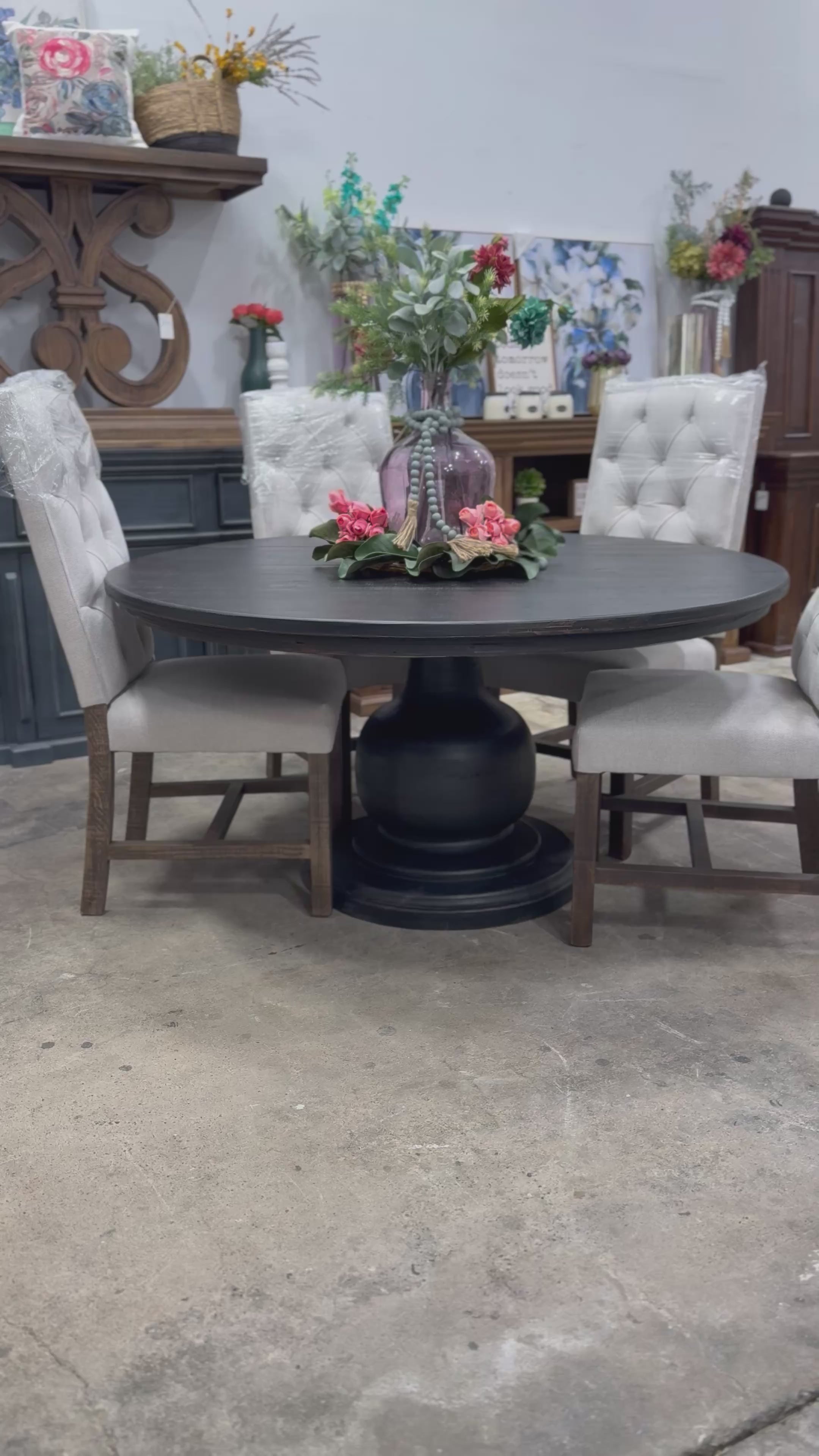 Lilly 60&quot; Round Table - Handrubbed Black