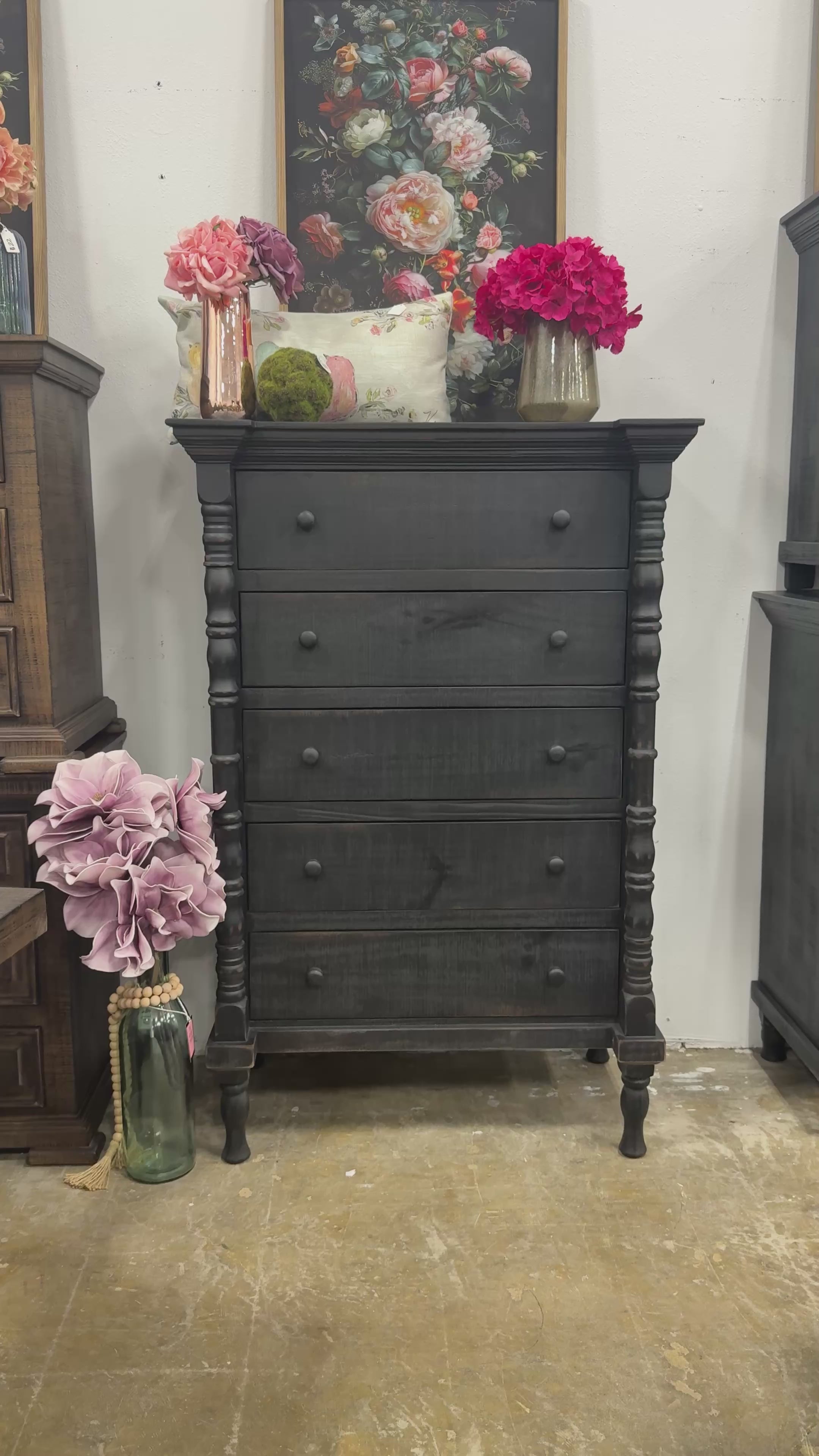 Madison Chest of Drawer-Handrubbed Black