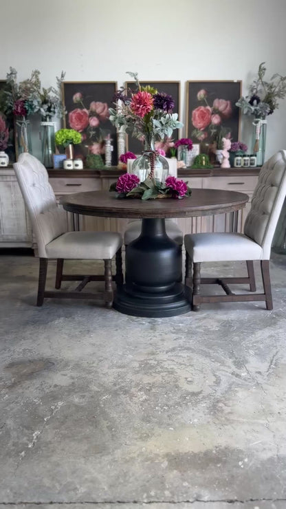 Lilly 54" Round Pedestal Dining Table-Black/Honeywood™