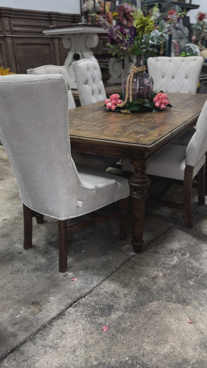 Adeline 7 Foot Dining Table Set With 6 Chairs-Pecan