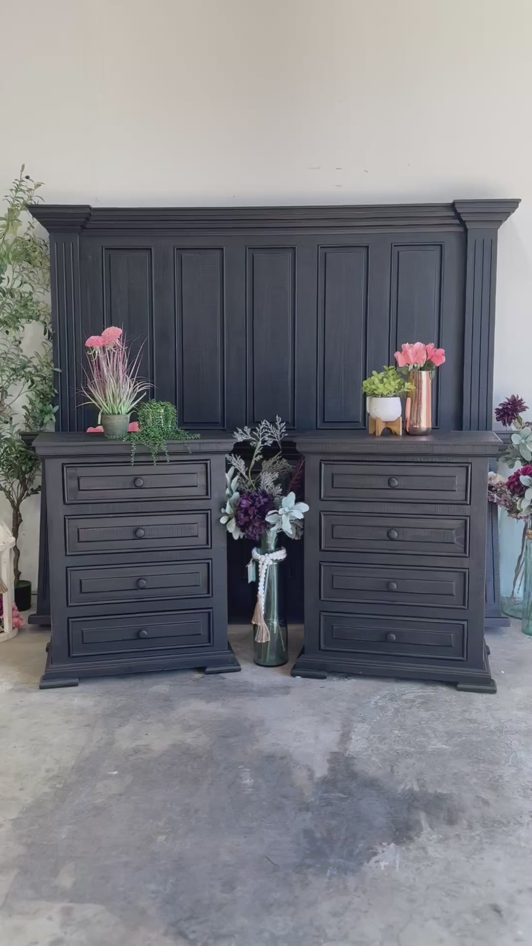 Charlotte 4 Drawer Oversized Nightstand-Handrubbed Black