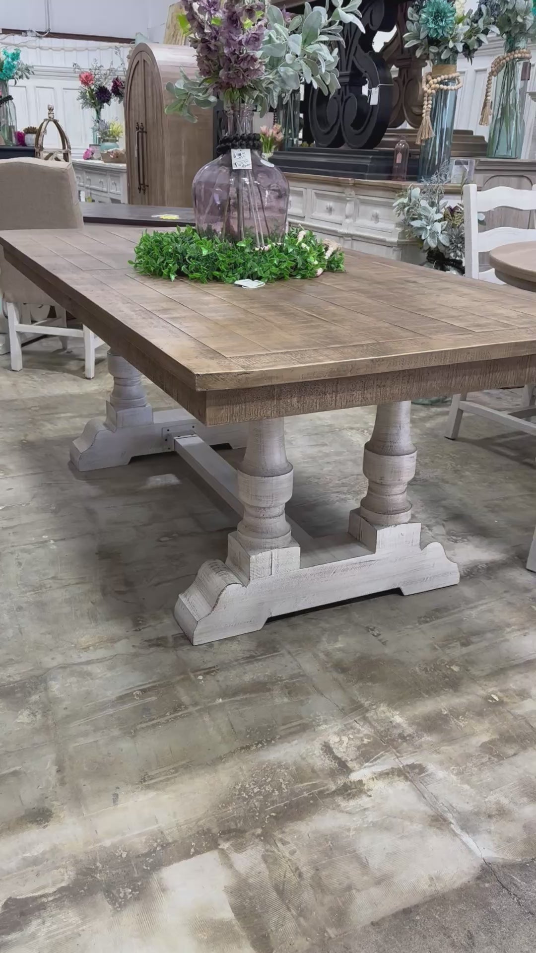 Ella 7  Foot Dining Table Set with 6 Upholstered Chairs-White Wheat/Sandstone