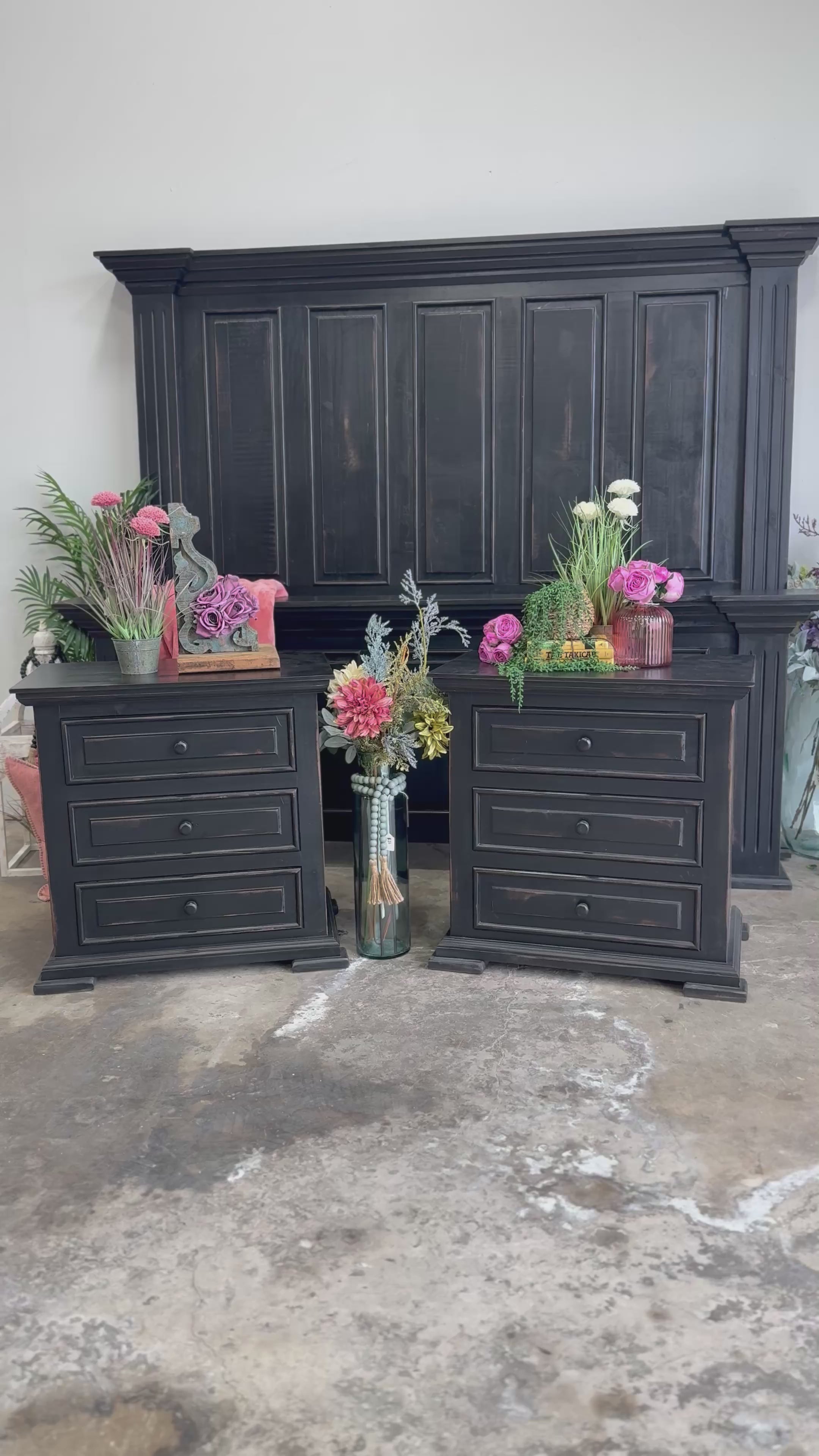 Charlotte 3-Drawer Nightstand-Handrubbed Black