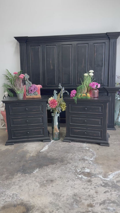 Charlotte 3-Drawer Nightstand-Handrubbed Black