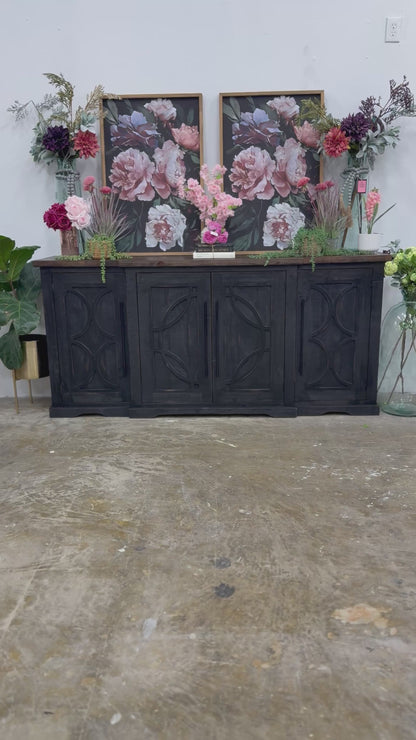 Circle Door Console-Handrubbed Black/Honeywood™