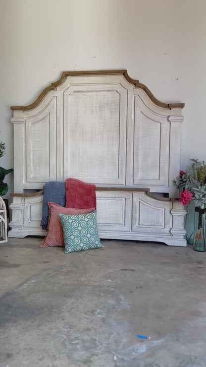 Eden King Bed-White Wheat/Sandstone