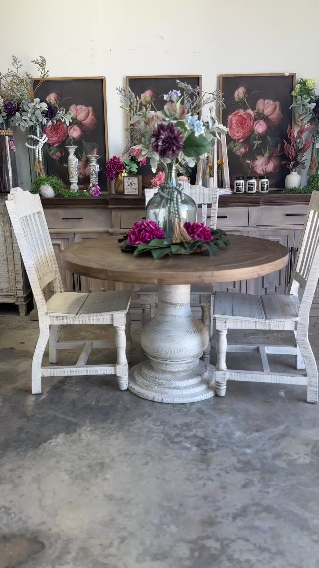 Clara 47" Round Dining Table-White Wheat/Sandstone