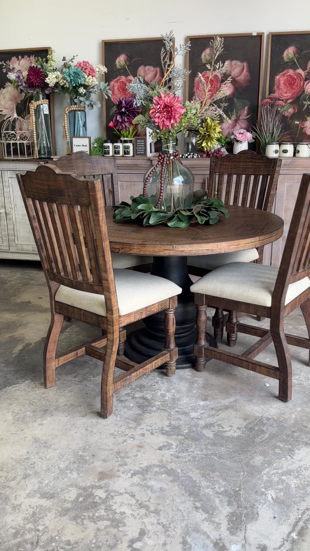 Clara 47" Round Dining Table-Black/Honeywood™
