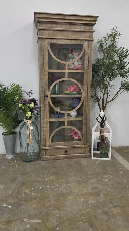 Elsie Circle Door Vitrine-Sandstone