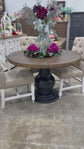 Clara 47" Round Dining Table-Black/Honeywood