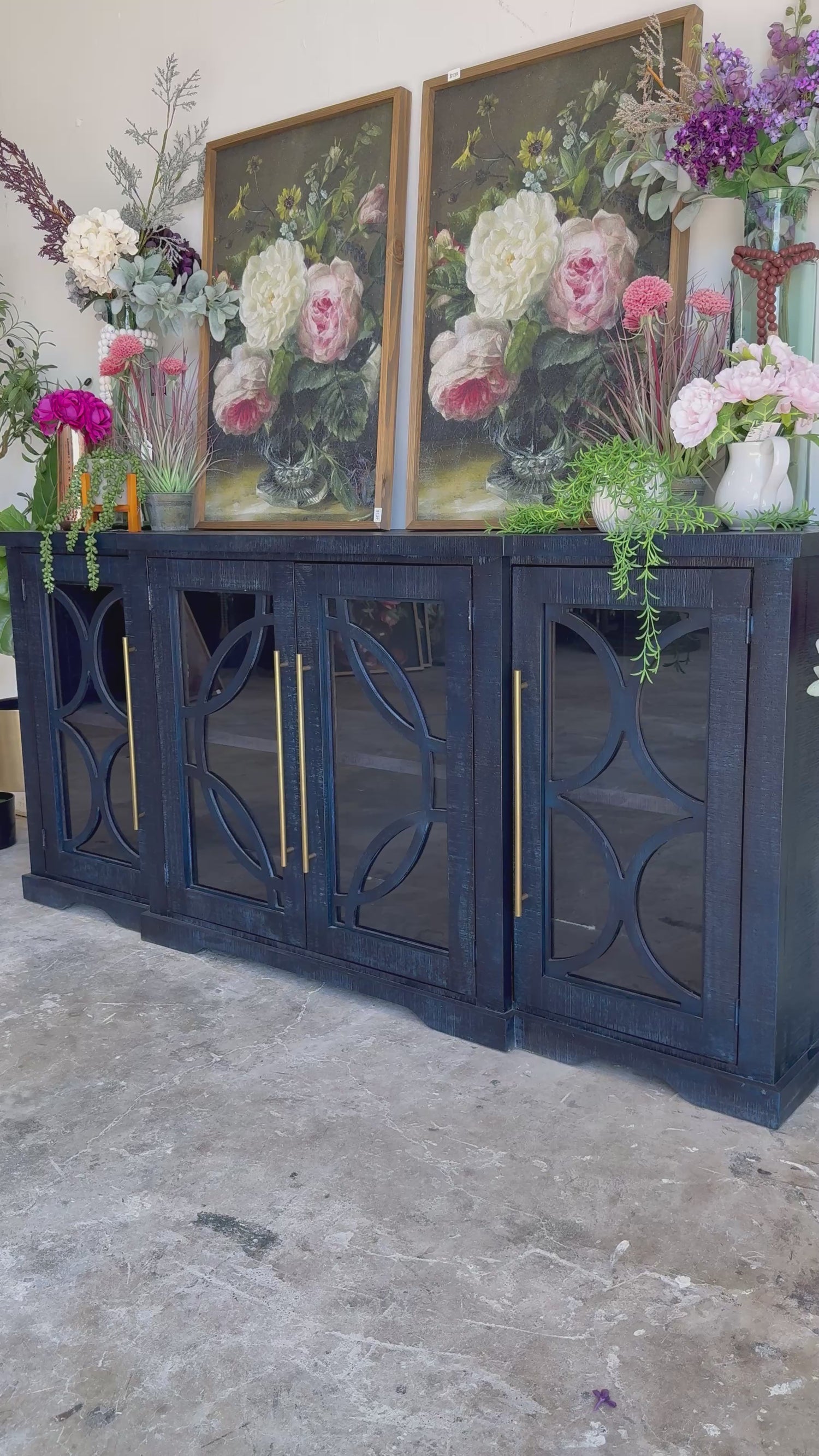 Circle Door Console-Deep Blue/Gold