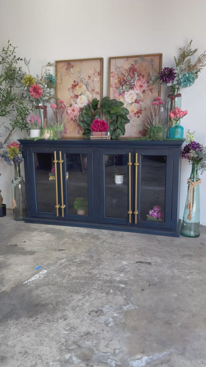 Emerson 4 Door Console-Deep Blue/Gold