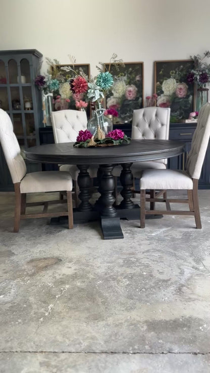 Kennedy 63" Round Dining Table-Handrubbed Black