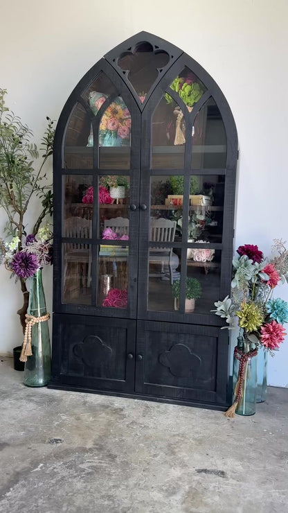 Cathedral Dome Vitrine-Black/Honeywood™