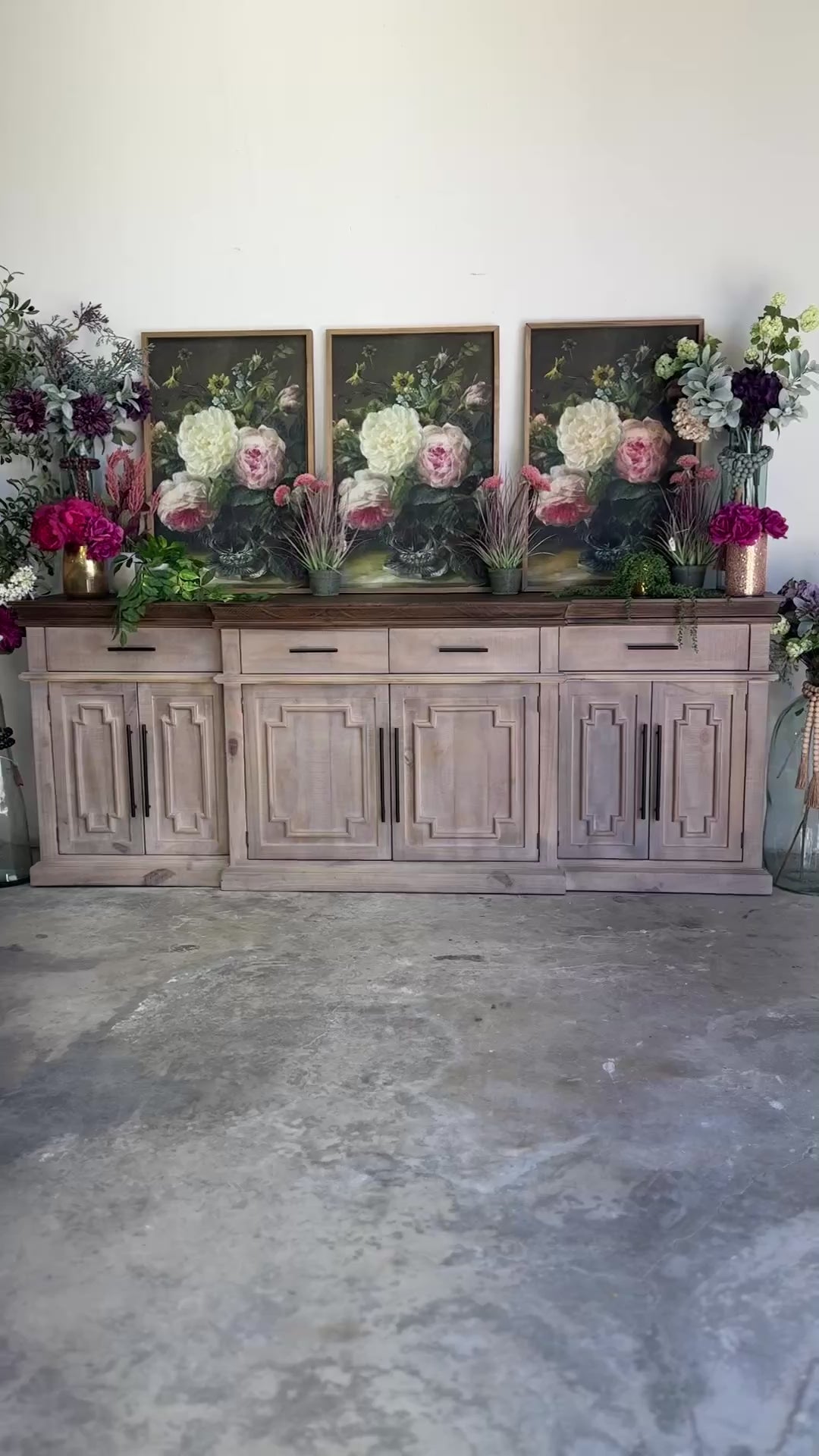 Reese 99" 6 Door Console-Soft Drift/Honeywood™