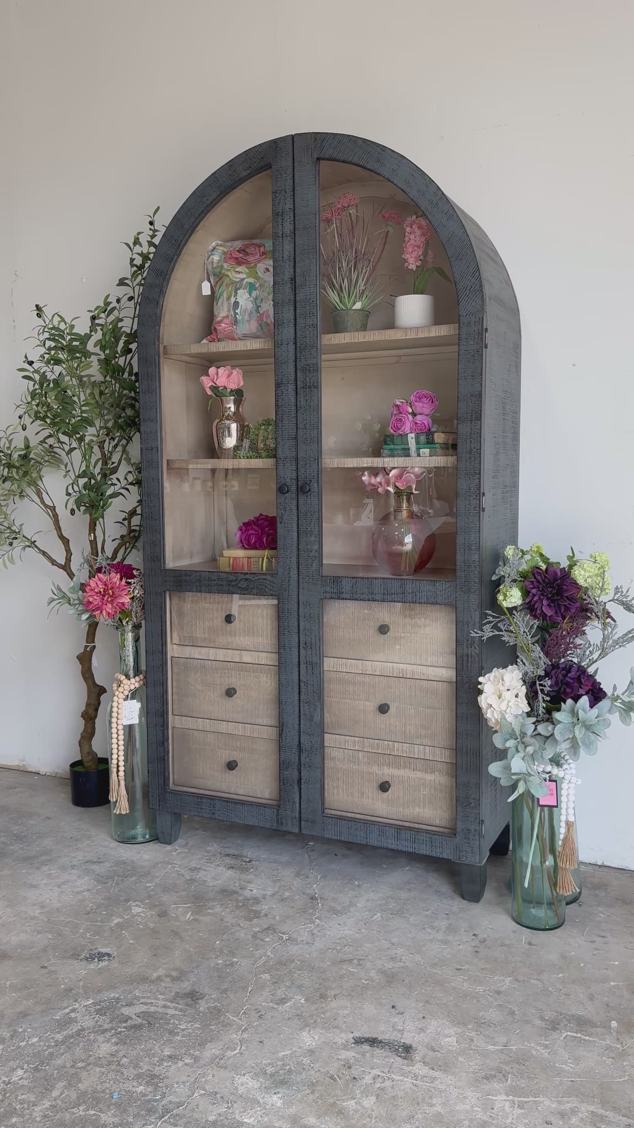 Melody Domed Vitrine- Blue Dusk/Cappuccino