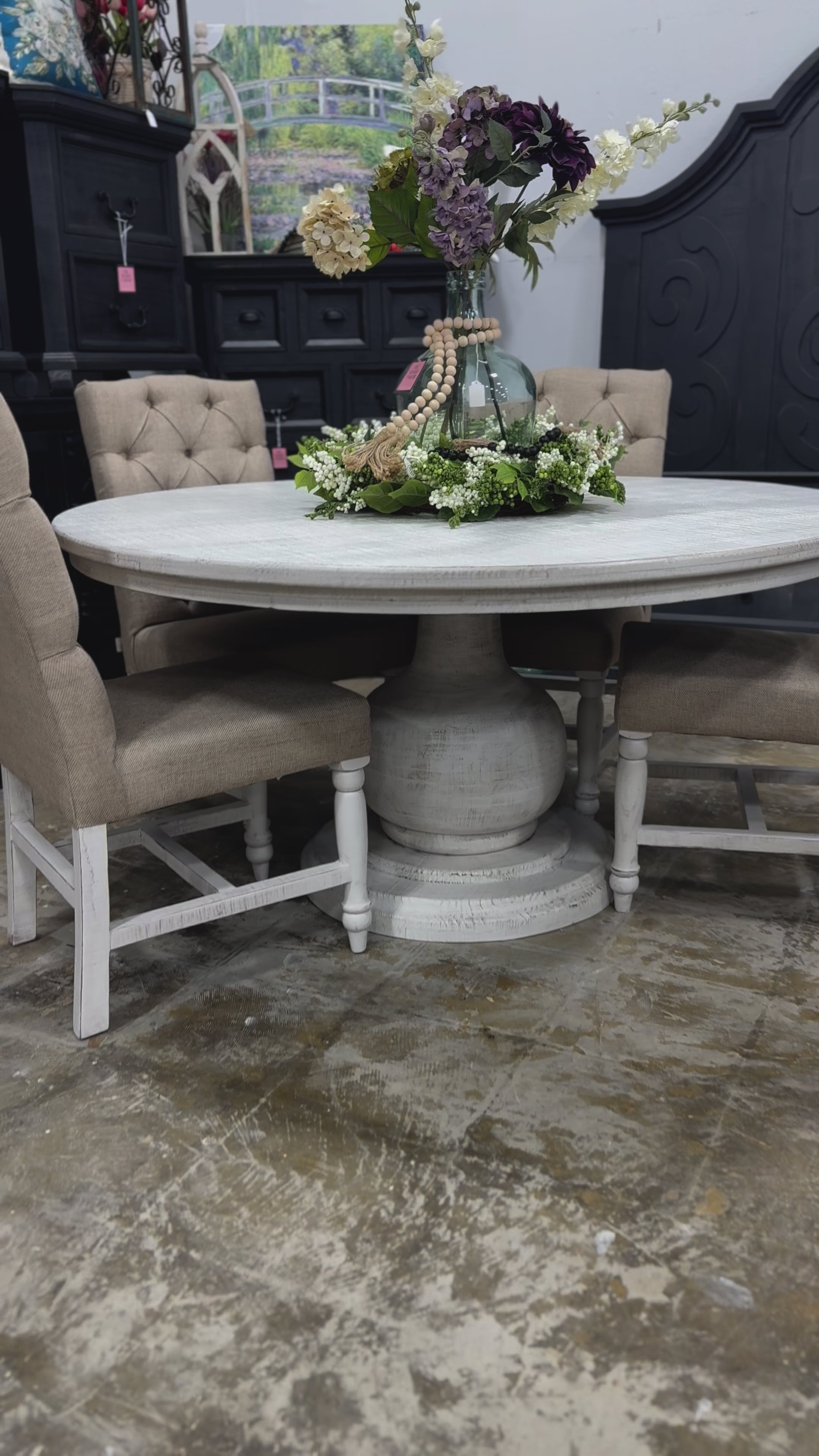 Lilly 60&quot; Round Pedestal Dining Table-White Wheat