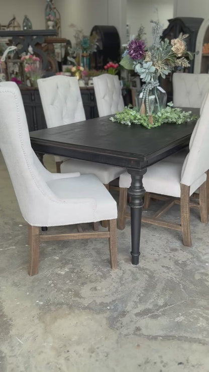 Adeline™ 7 Foot Dining Table Set With 6 Chairs-Handrubbed Black