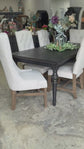 Adeline 7 Foot Dining Table Set With 6 Chairs-Handrubbed Black