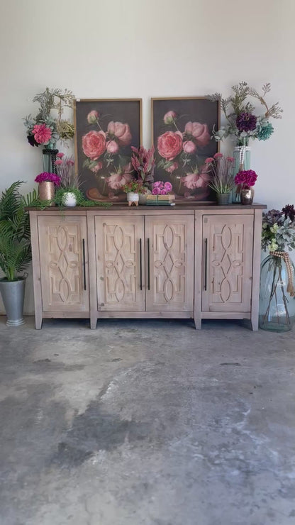 Ivy 4 Door Console-Soft Drift/Honeywood™