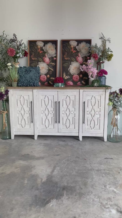 Ivy 4 Door Console-White Wheat/Sandstone