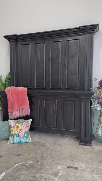 Charlotte Queen Paneled Bed-Handrubbed Black