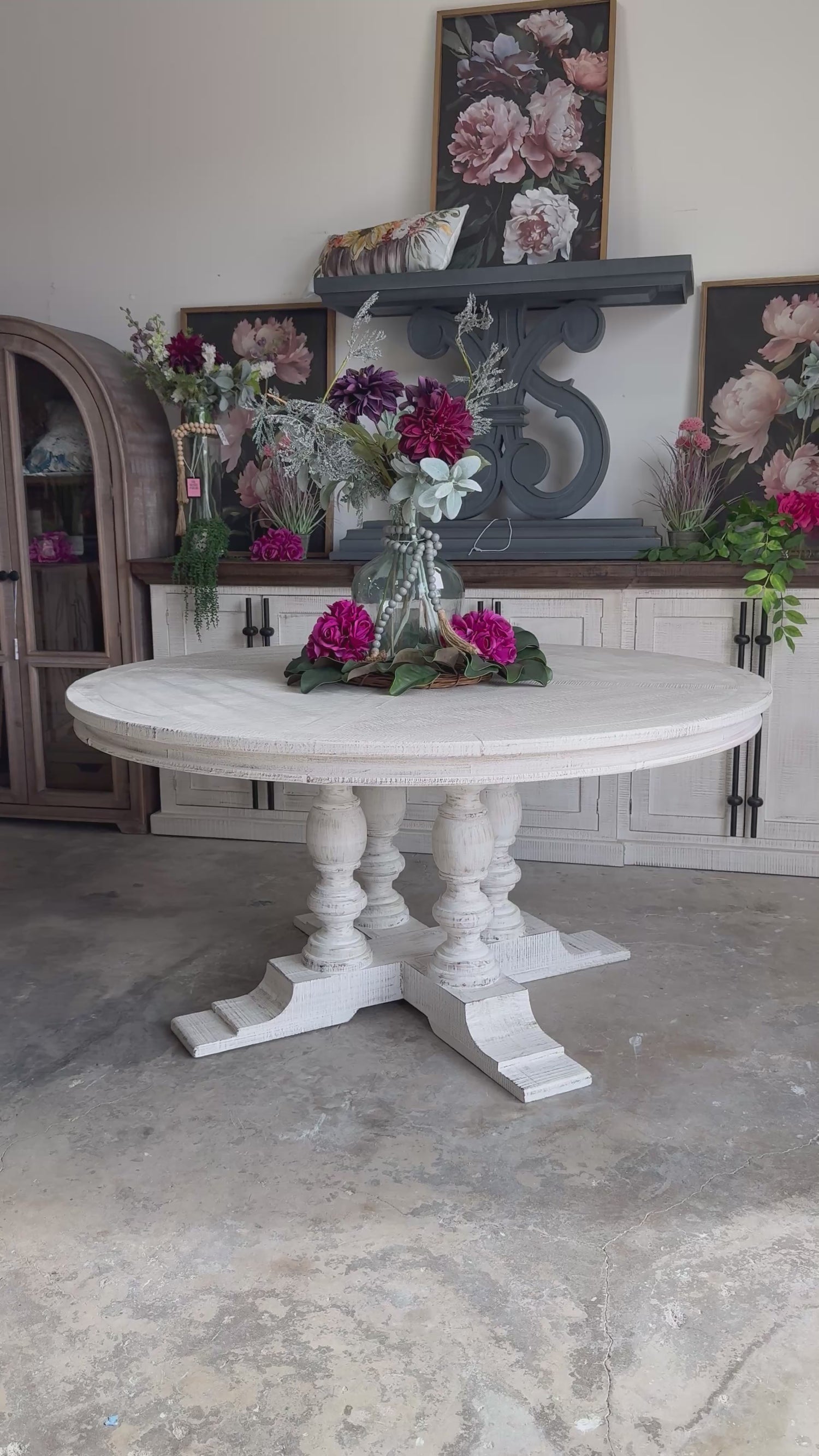 Kennedy 63&quot; Round Dining Table-White Wheat