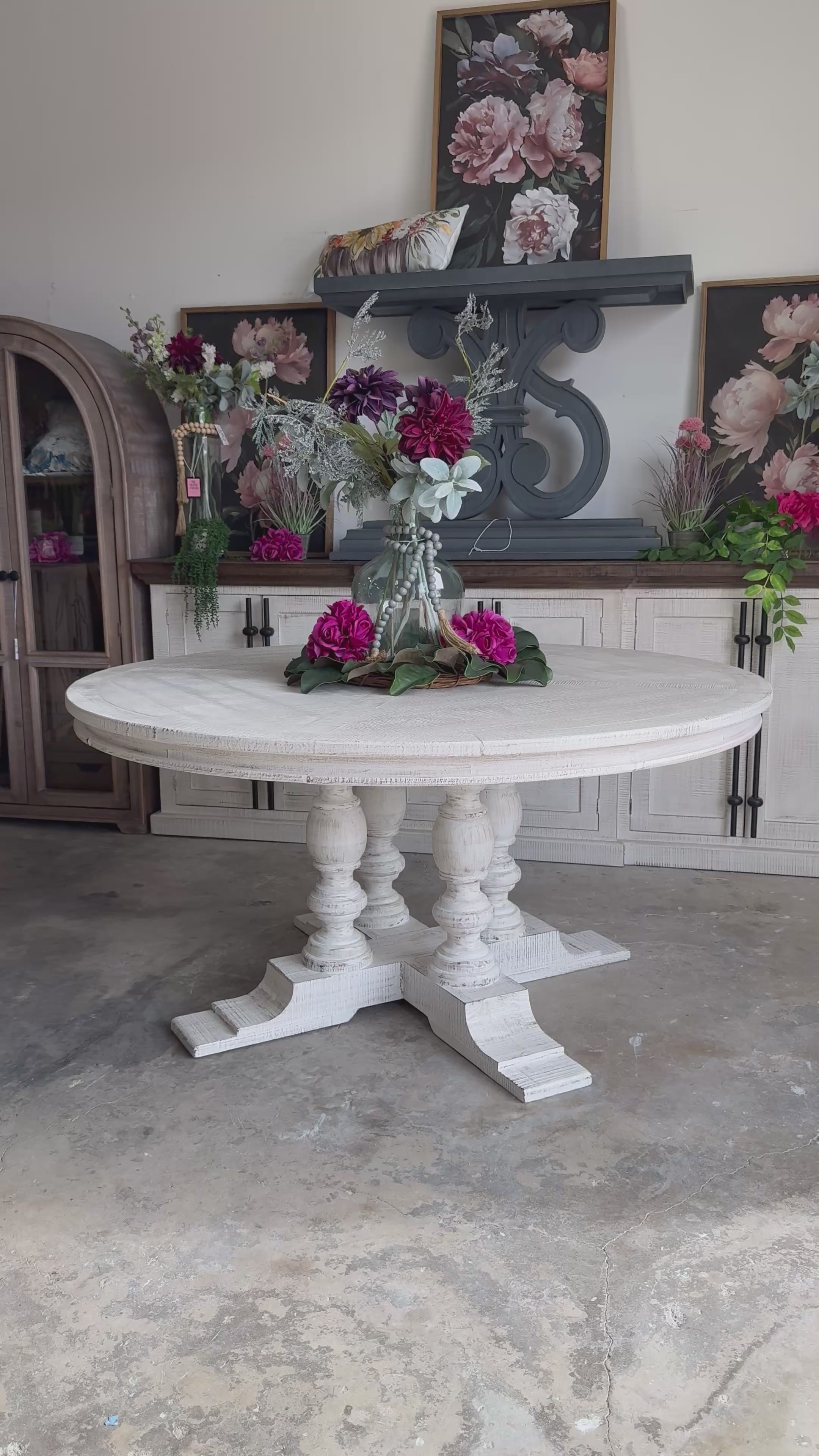 Kennedy 63&quot; Round Dining Table-White Wheat