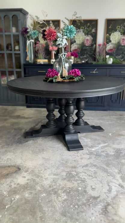 Kennedy 63" Round Dining Table-Handrubbed Black