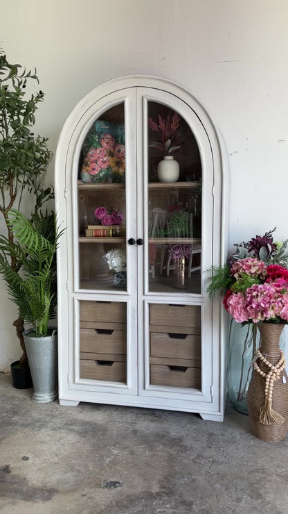 Avery Domed Vitrine-Frosted Linen/Cappuccino
