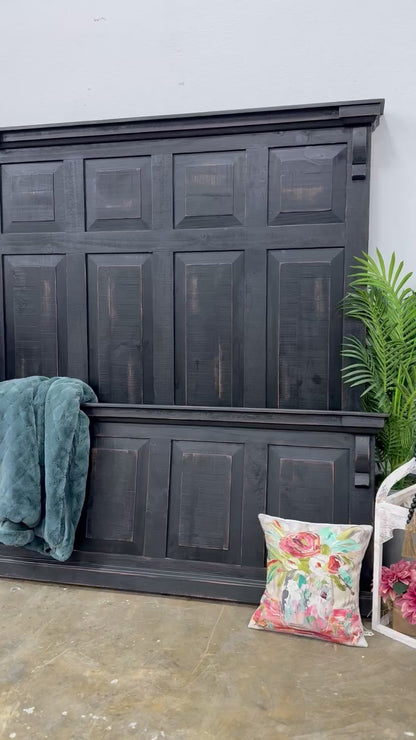 Jasmine Queen Bed-Handrubbed Black