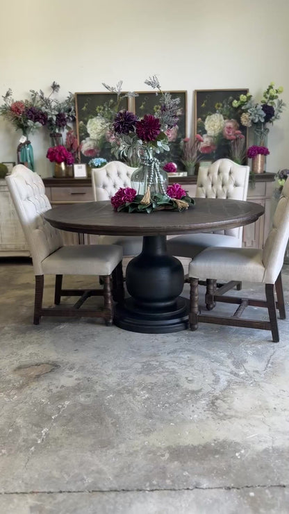 Lilly 60" Round Table - Handrubbed Black/Honeywood