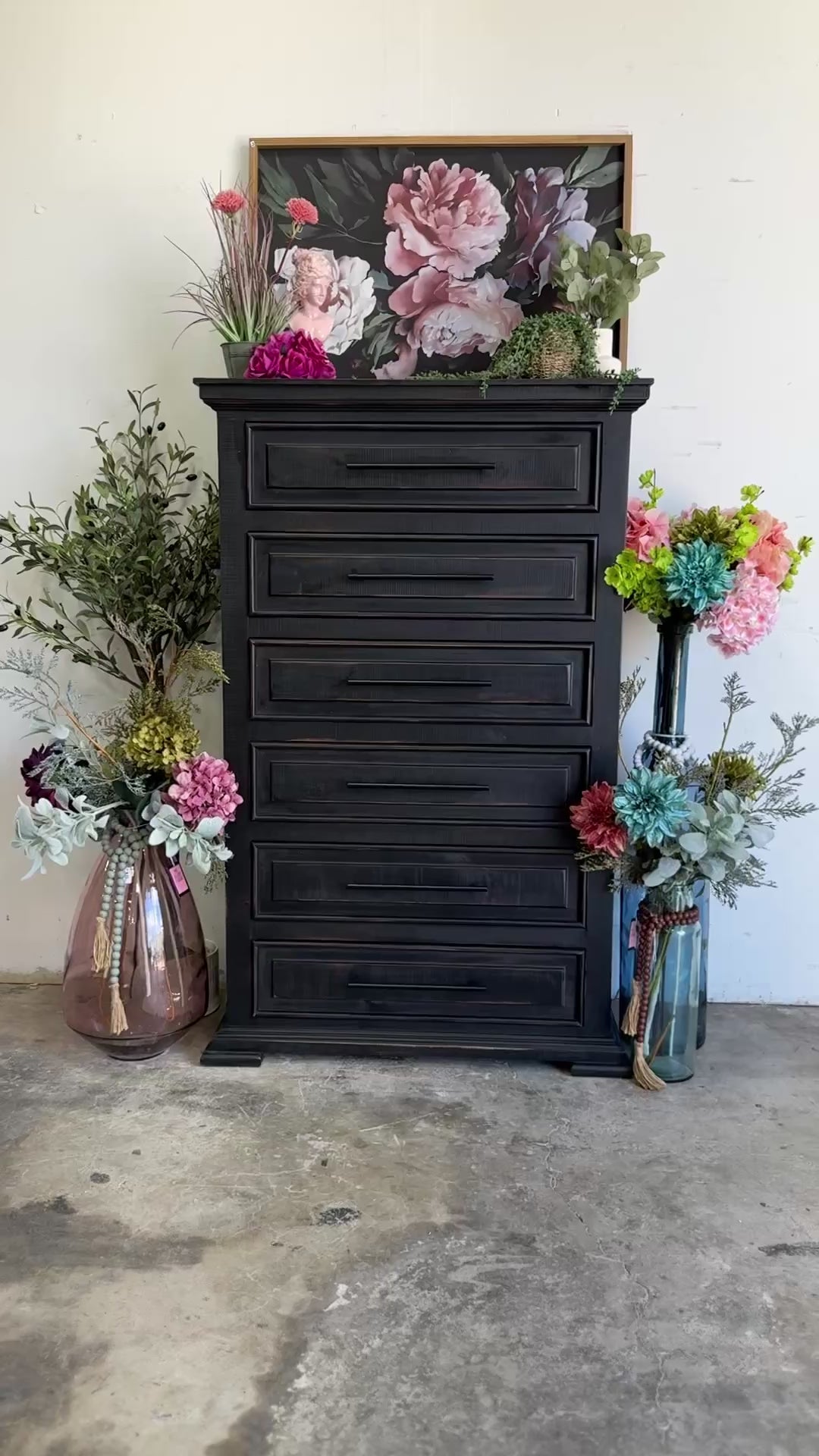 Jessica Chest of Drawers-Handrubbed Black