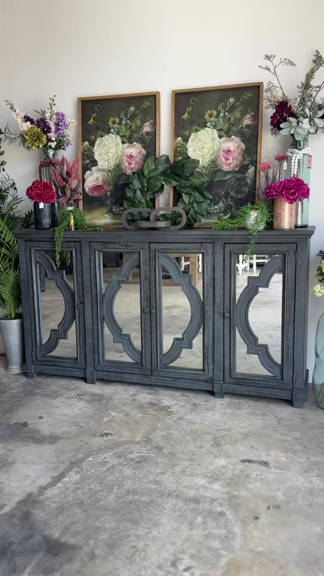 Morgan 4 Door Console With Mirrors-Blue Dusk