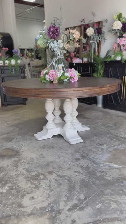 Kennedy 63&quot; Round Dining Table-White Wheat/Honeywood™