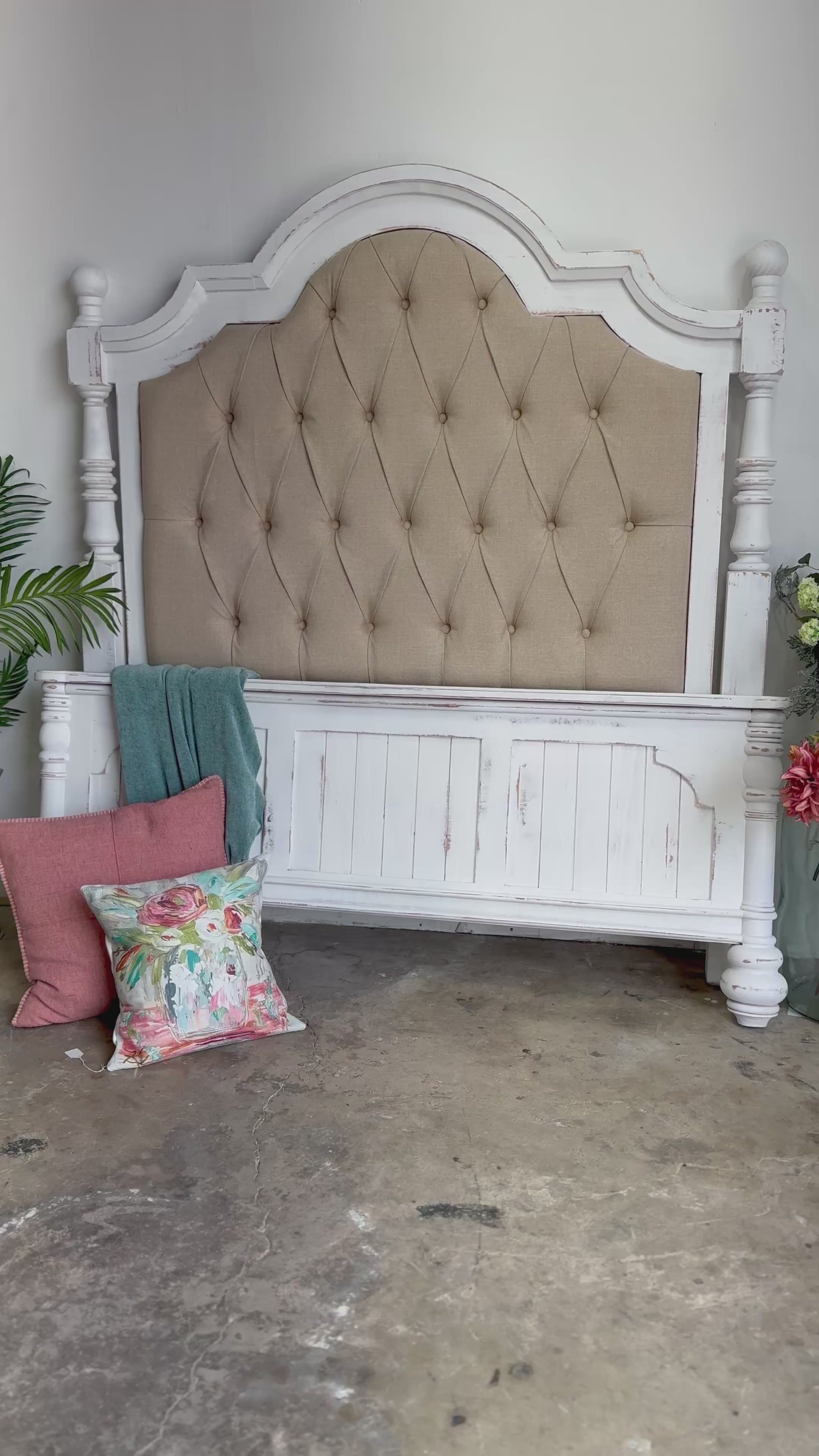 Delaney Queen Upholstered Bed-Whisper White/Wheat Upholstery