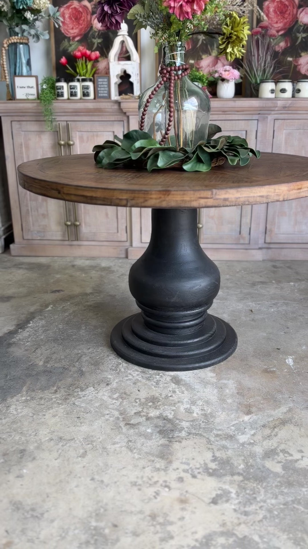 Clara 47" Round Dining Table-Black/Honeywood™