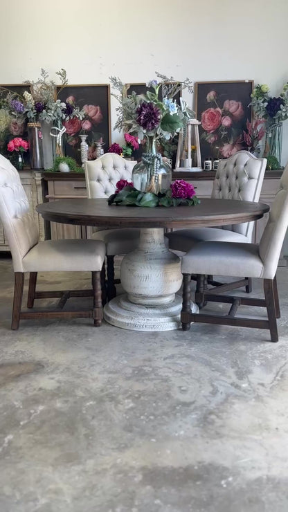 Lilly 60" Round Pedestal Dining Table-White Wheat/Honeywood™