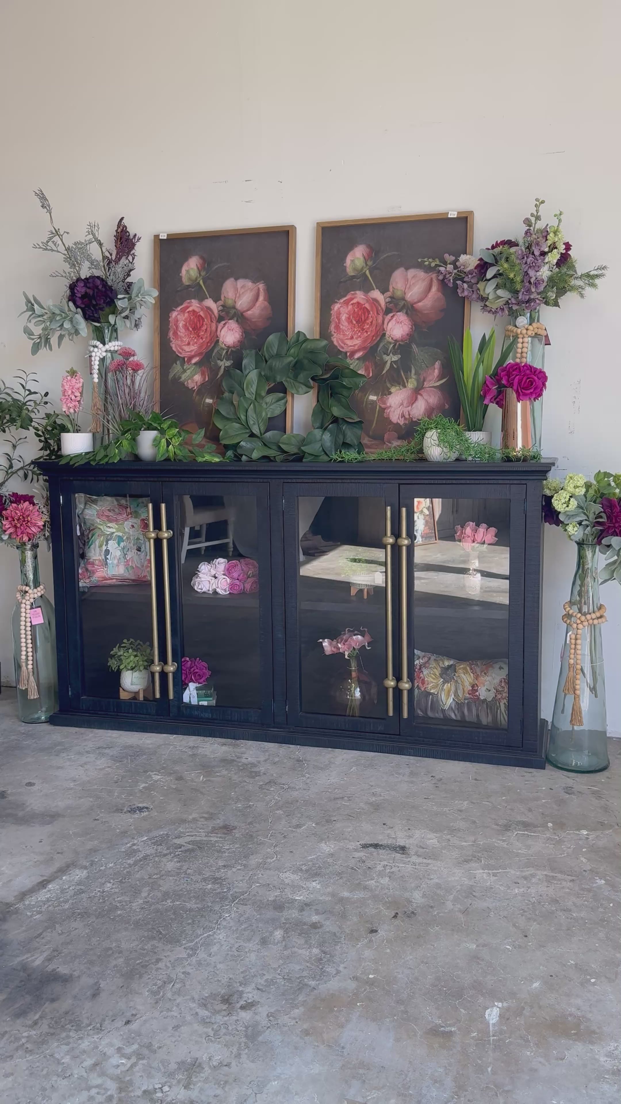 Emerson 4 Door Console-Deep Blue/Gold