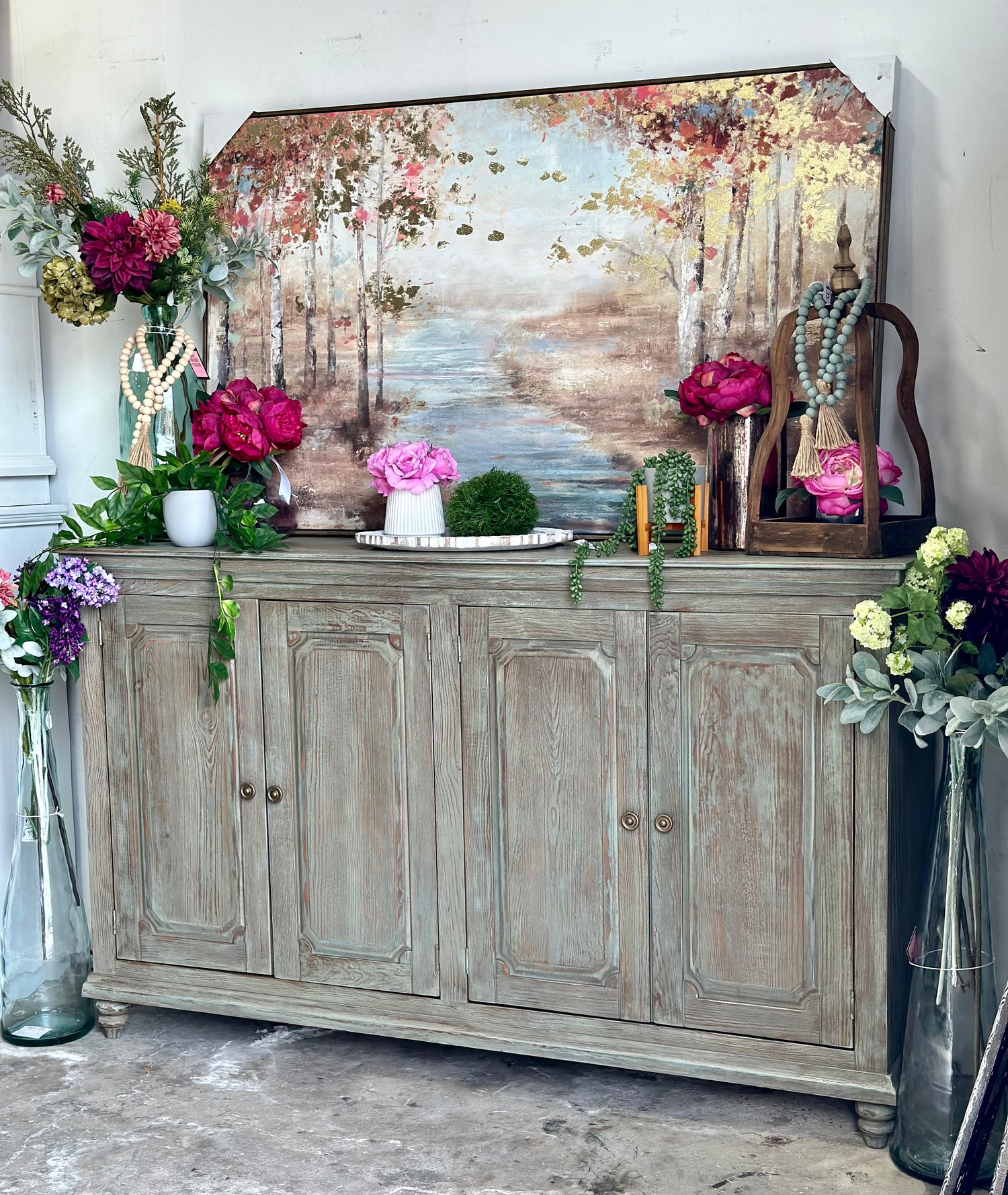 Margot 4 Door Console Aged Green The Shabby Parlor