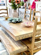 Trestle Table, 4 Wooden Chairs, Bench