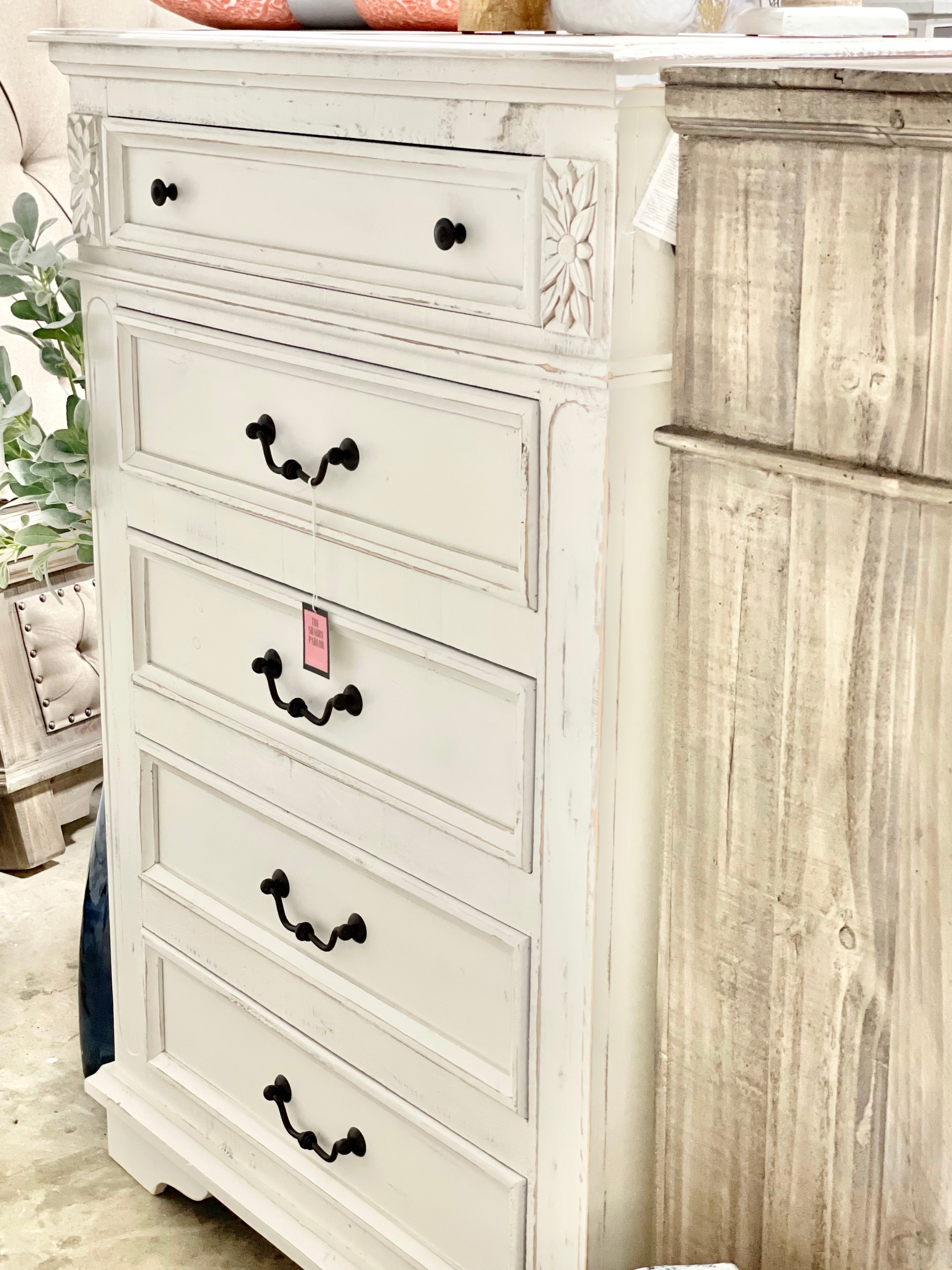 Shabby chic deals tall dresser